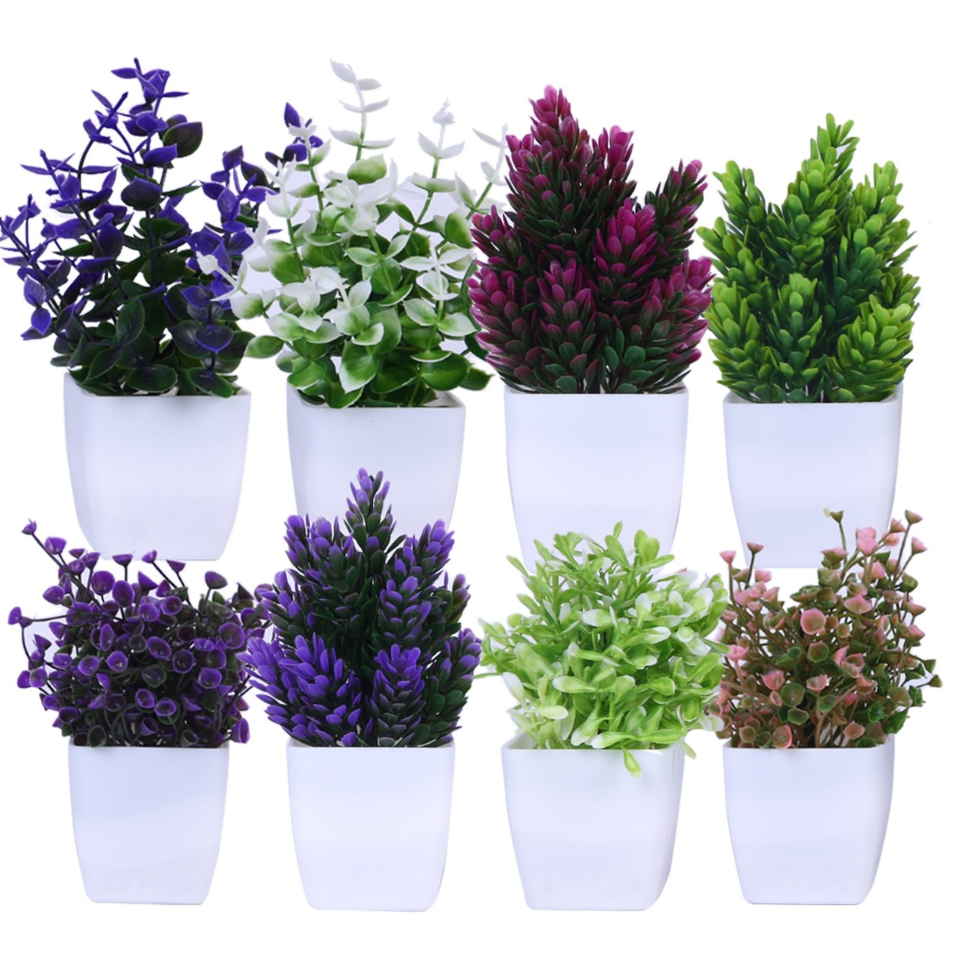 Mini Potted Greens, Set of 8 — Jewel Tones