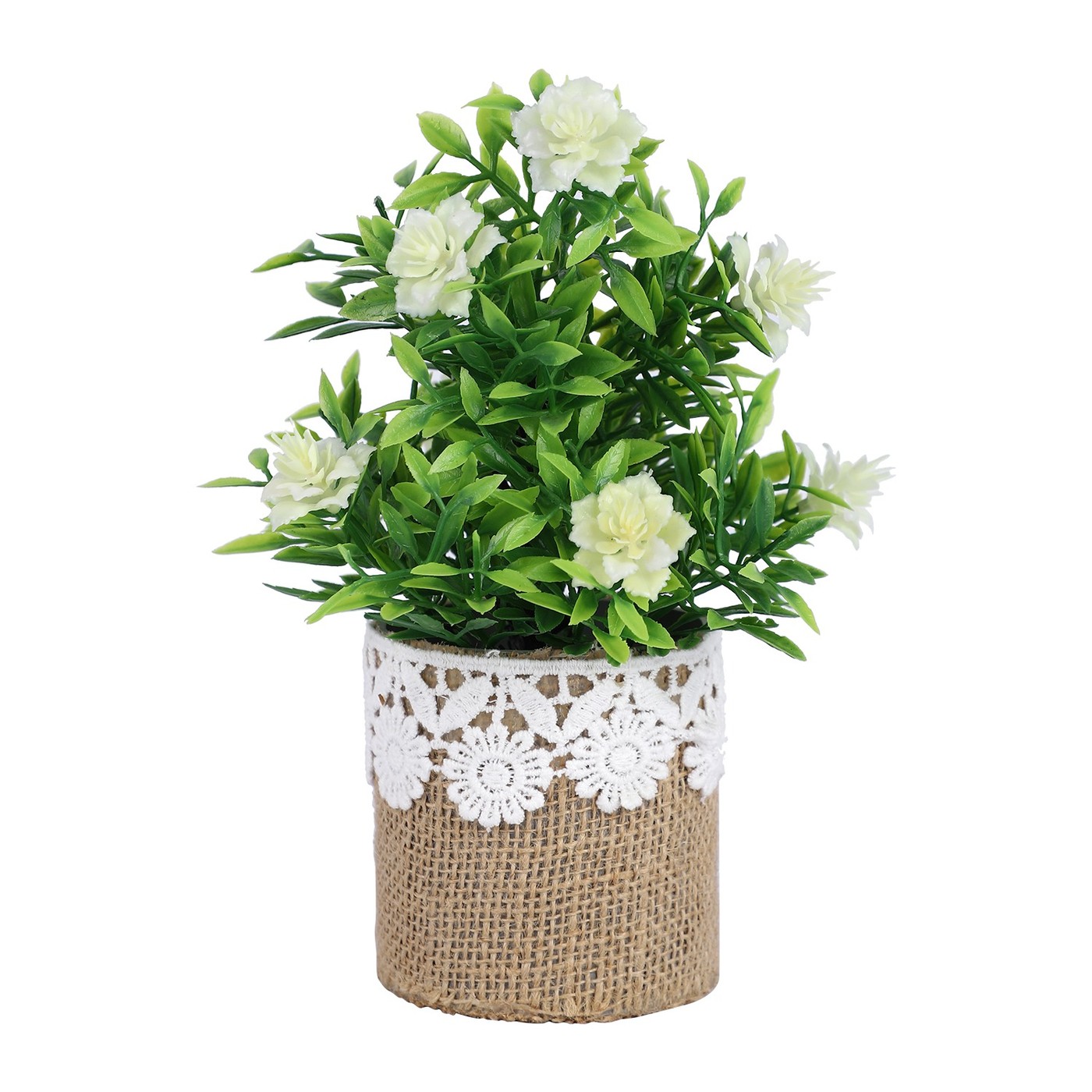 White Carnation, Burlap Pot